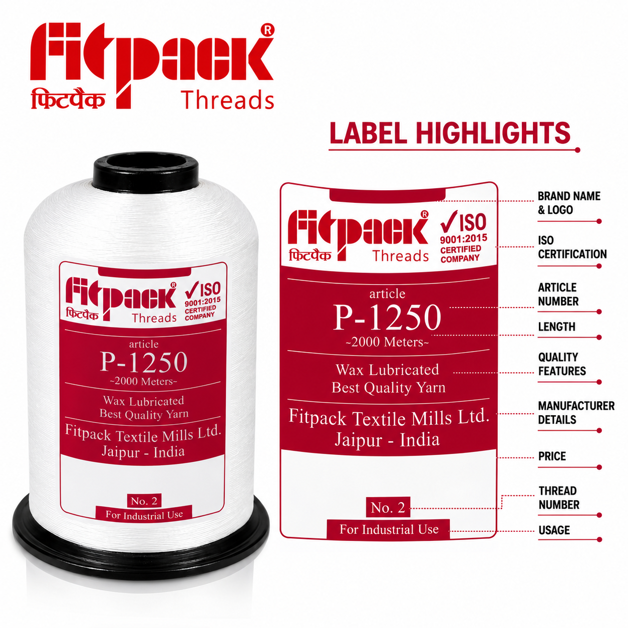 P-1250 Nylon Bag Closing Thread for PP & HDPE Bag Stitching | Fitpack - Image 4